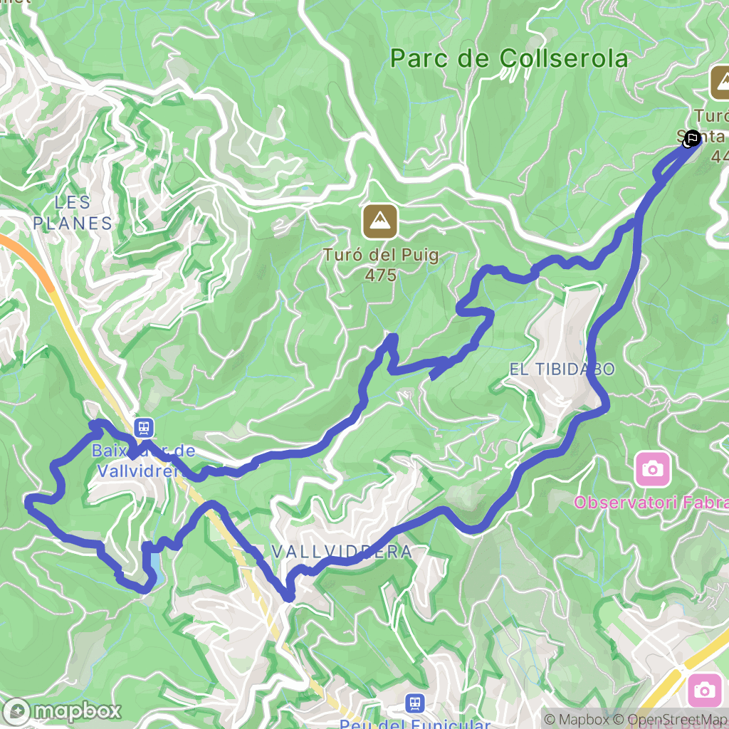 Barcelona : carte du parcours de randonnée - Spain