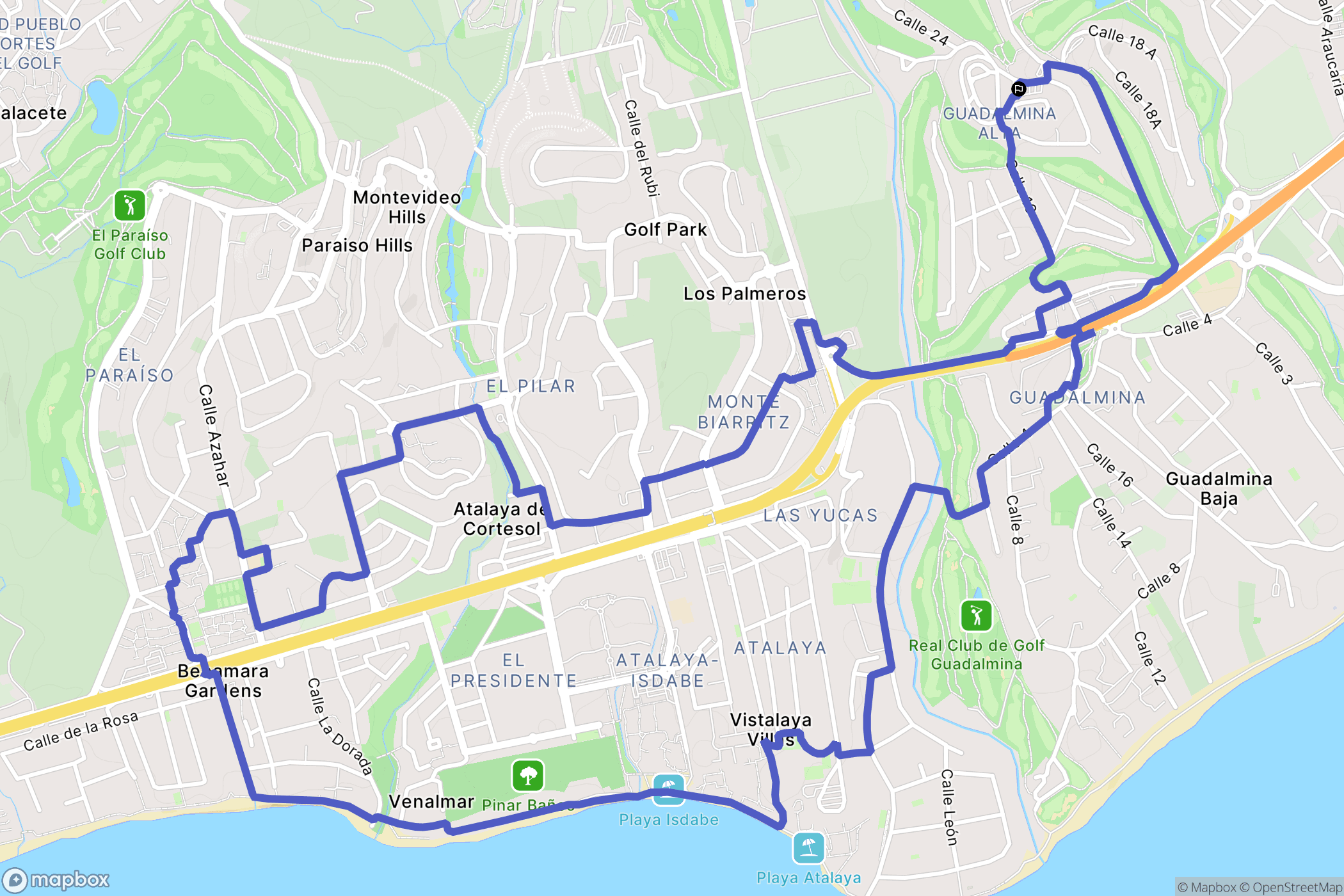 Marbella : carte du parcours de randonnée - Spain