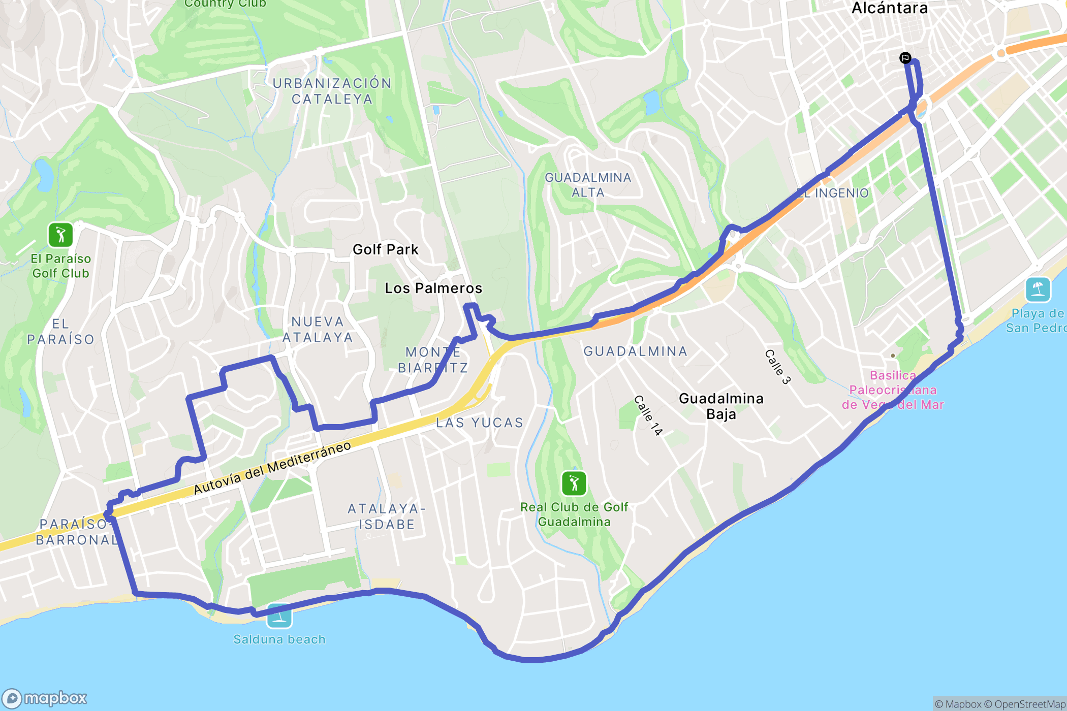 San Pedro Alcántara : carte du parcours de randonnée - Spain