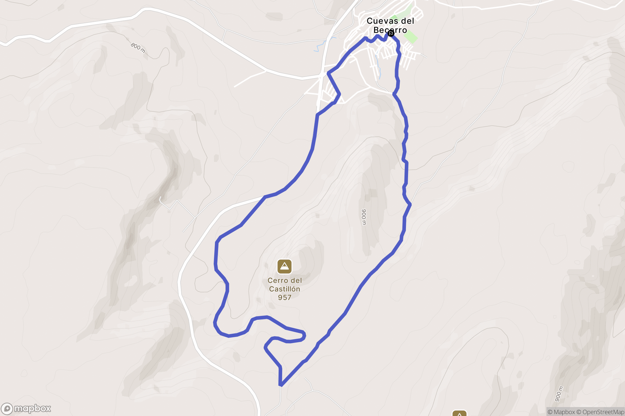 Cuevas del Becerro : carte du parcours de randonnée - Spain