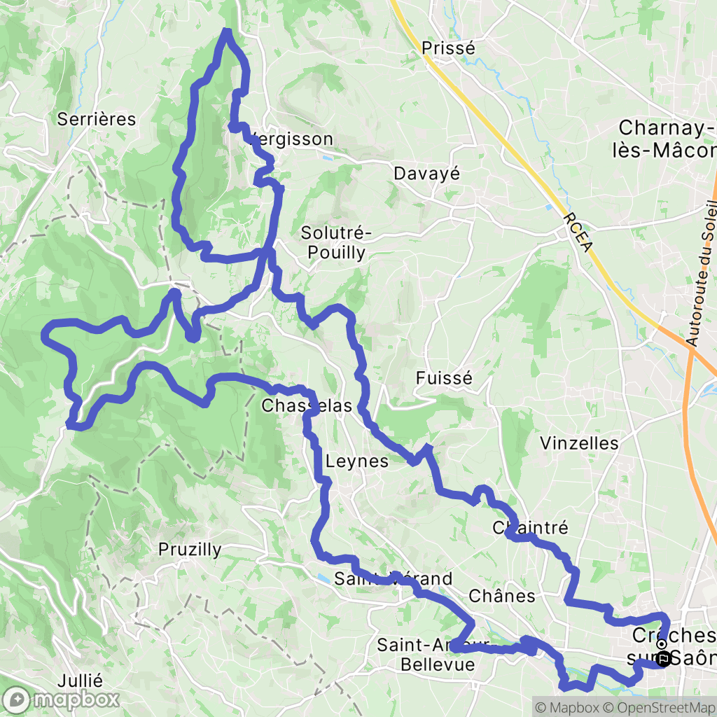 Crêches-sur-Saône : carte du parcours de randonnée - France