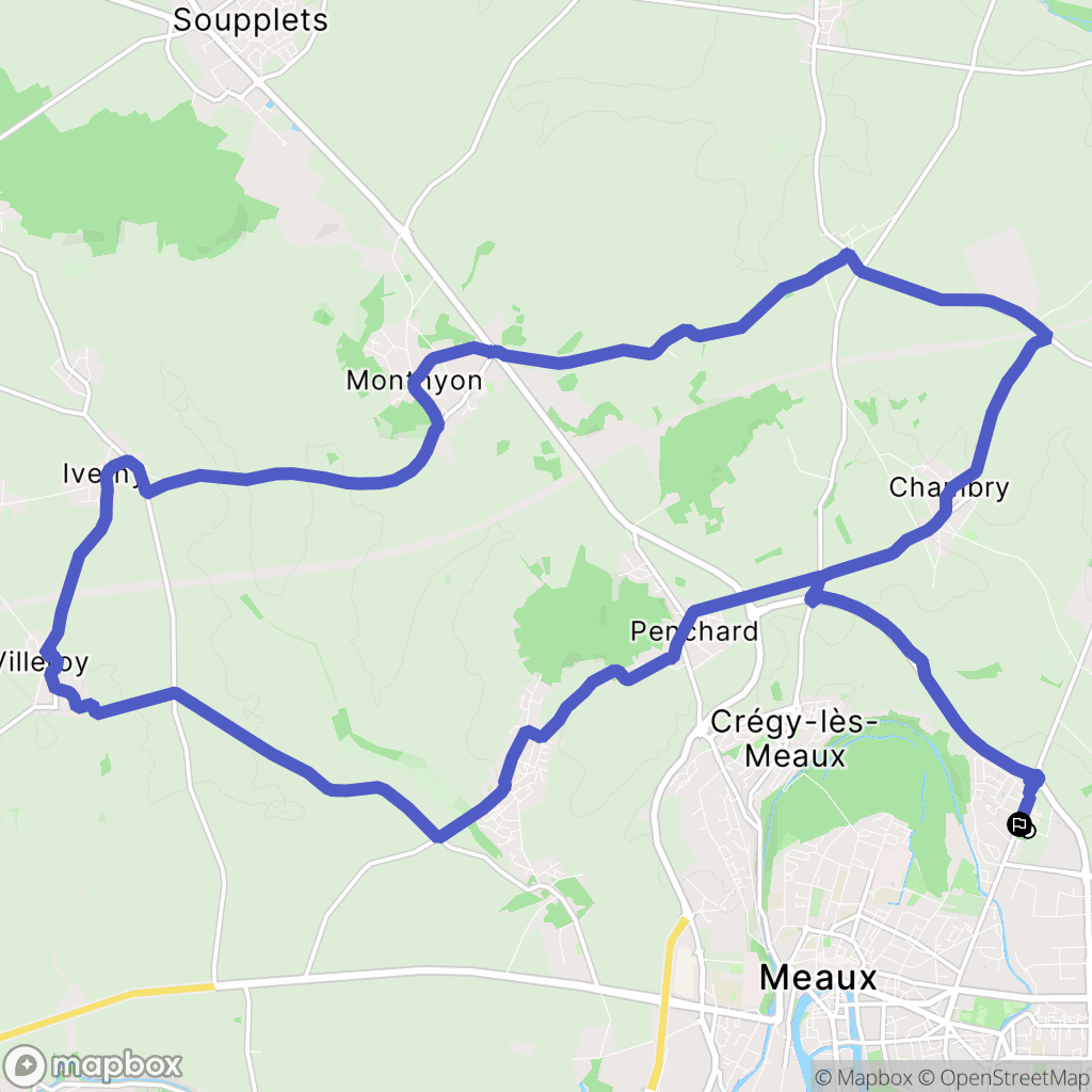 Meaux : carte du parcours de randonnée - France