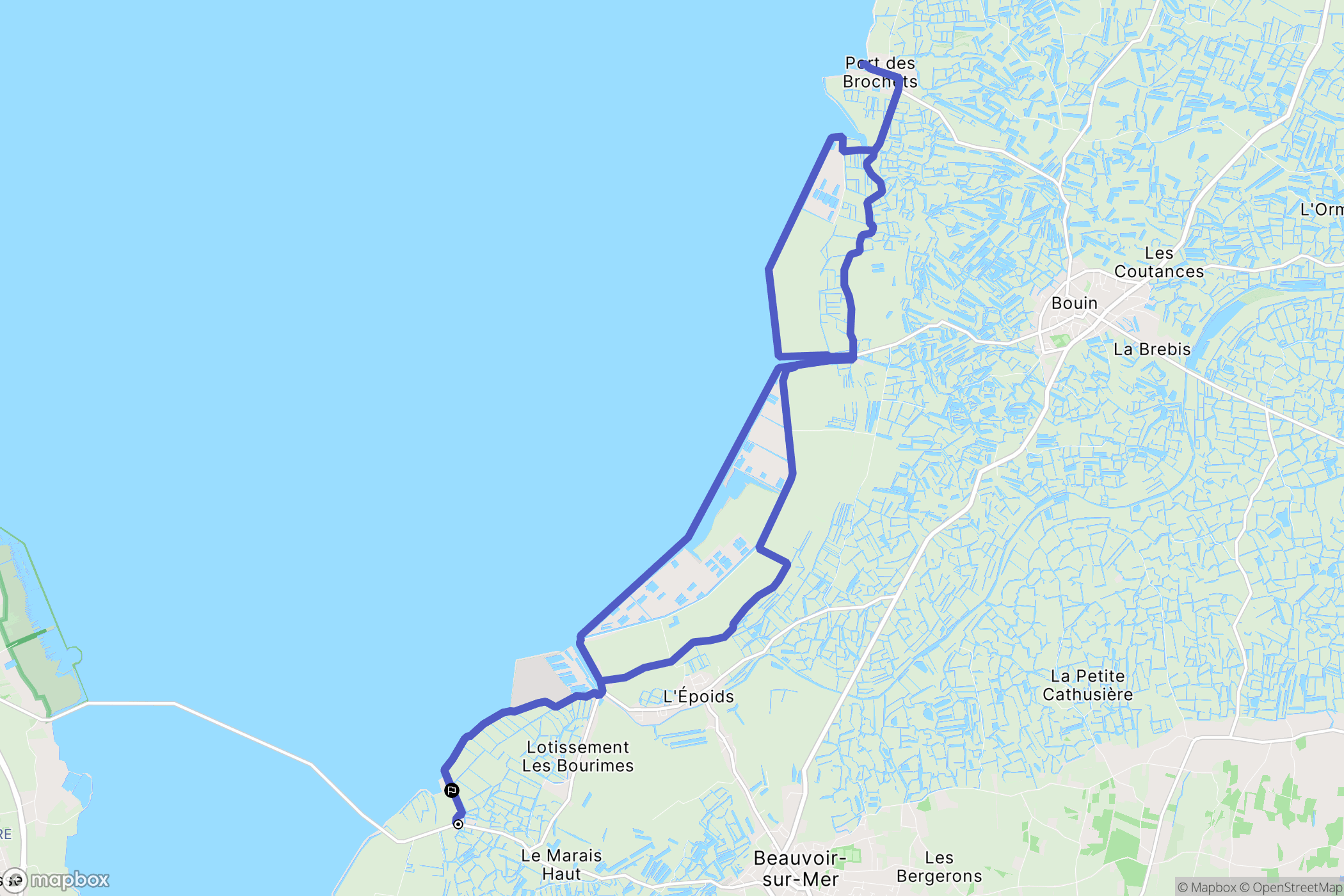 Beauvoir-sur-Mer : carte du parcours de randonnée - France
