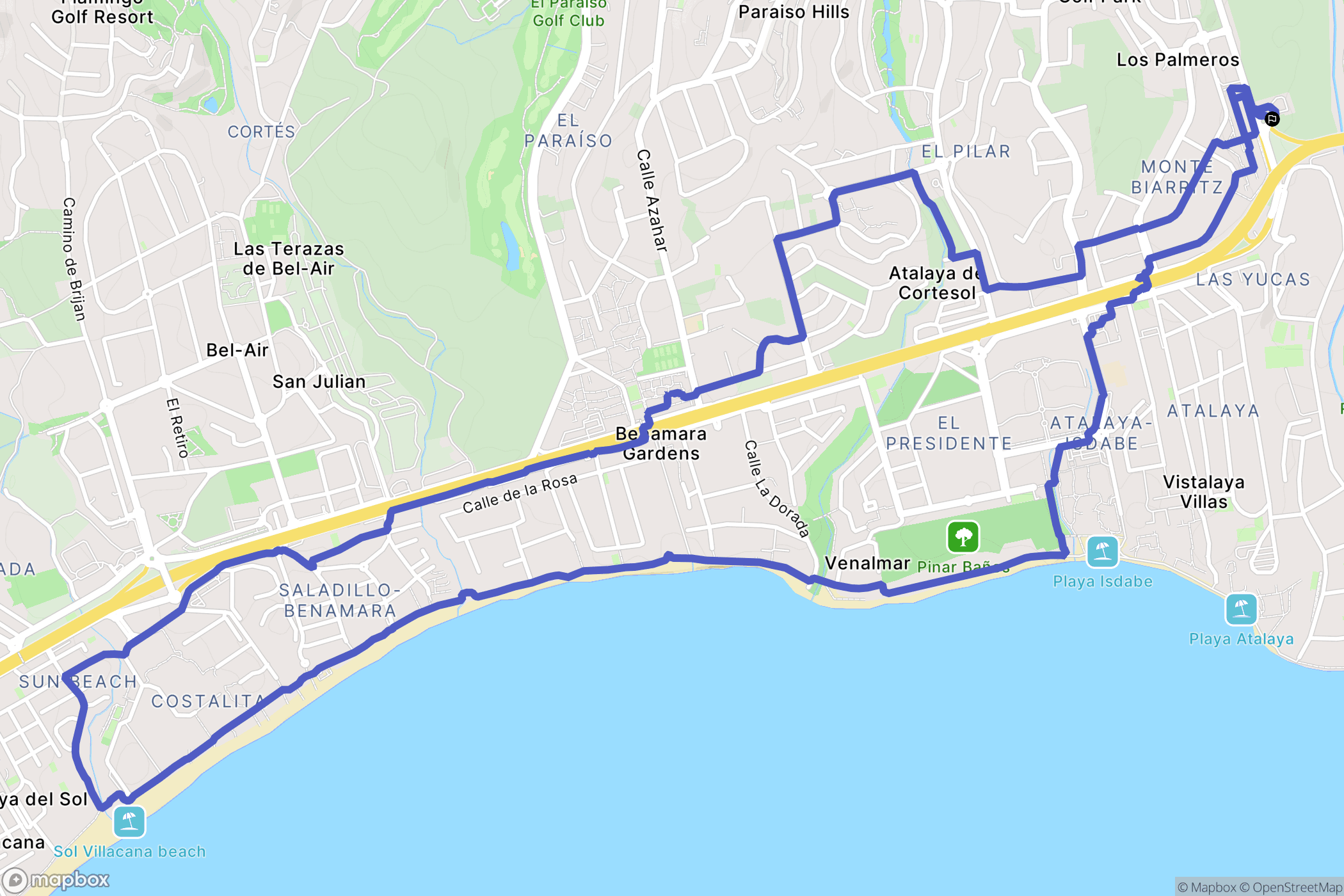 Estepona : carte du parcours de randonnée - Spain