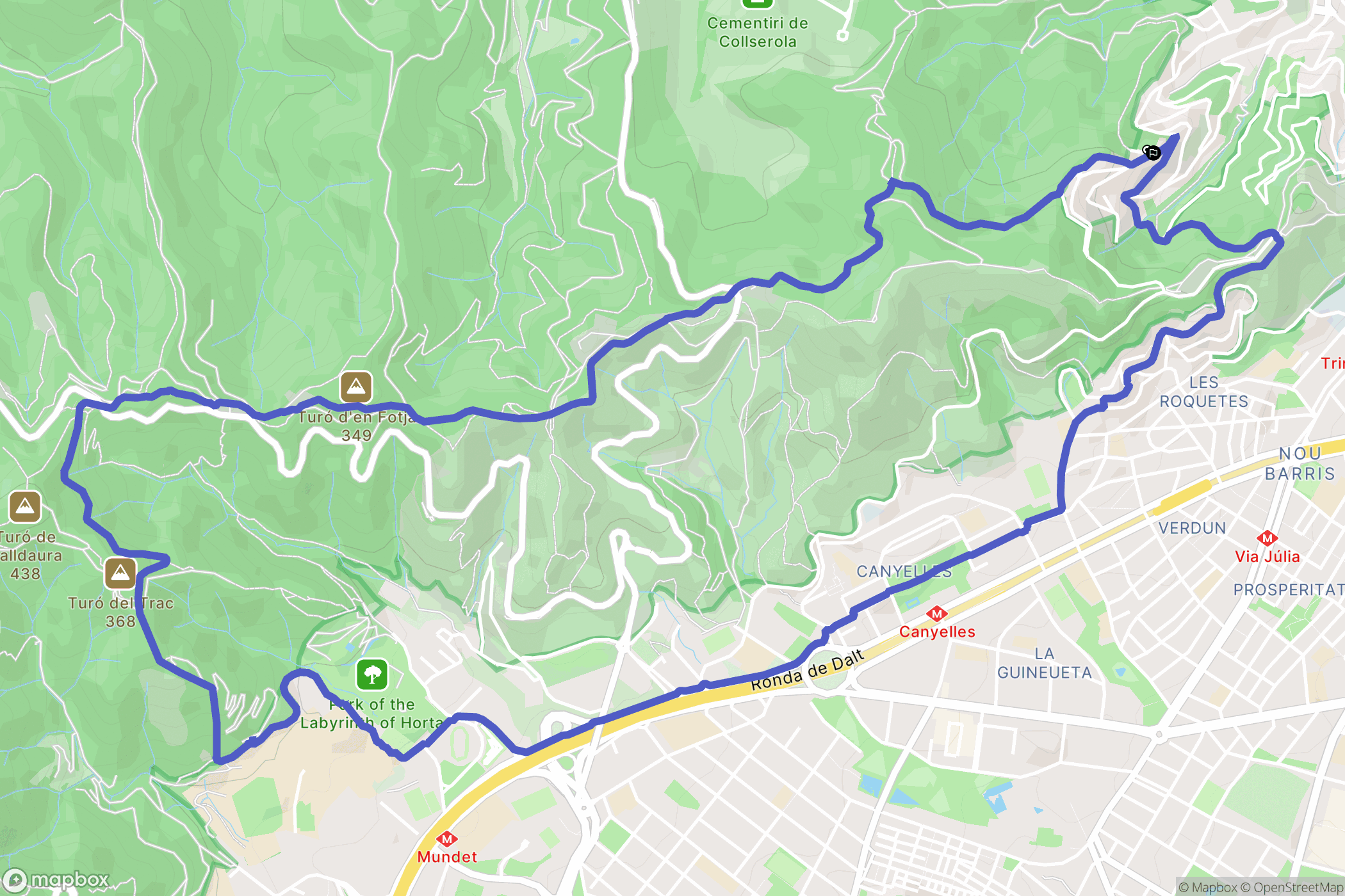 Barcelona : carte du parcours de randonnée - Spain
