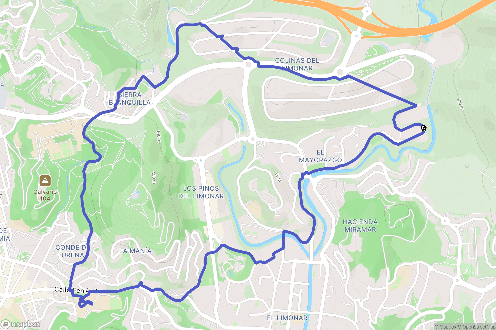 Málaga : carte du parcours de randonnée - Spain