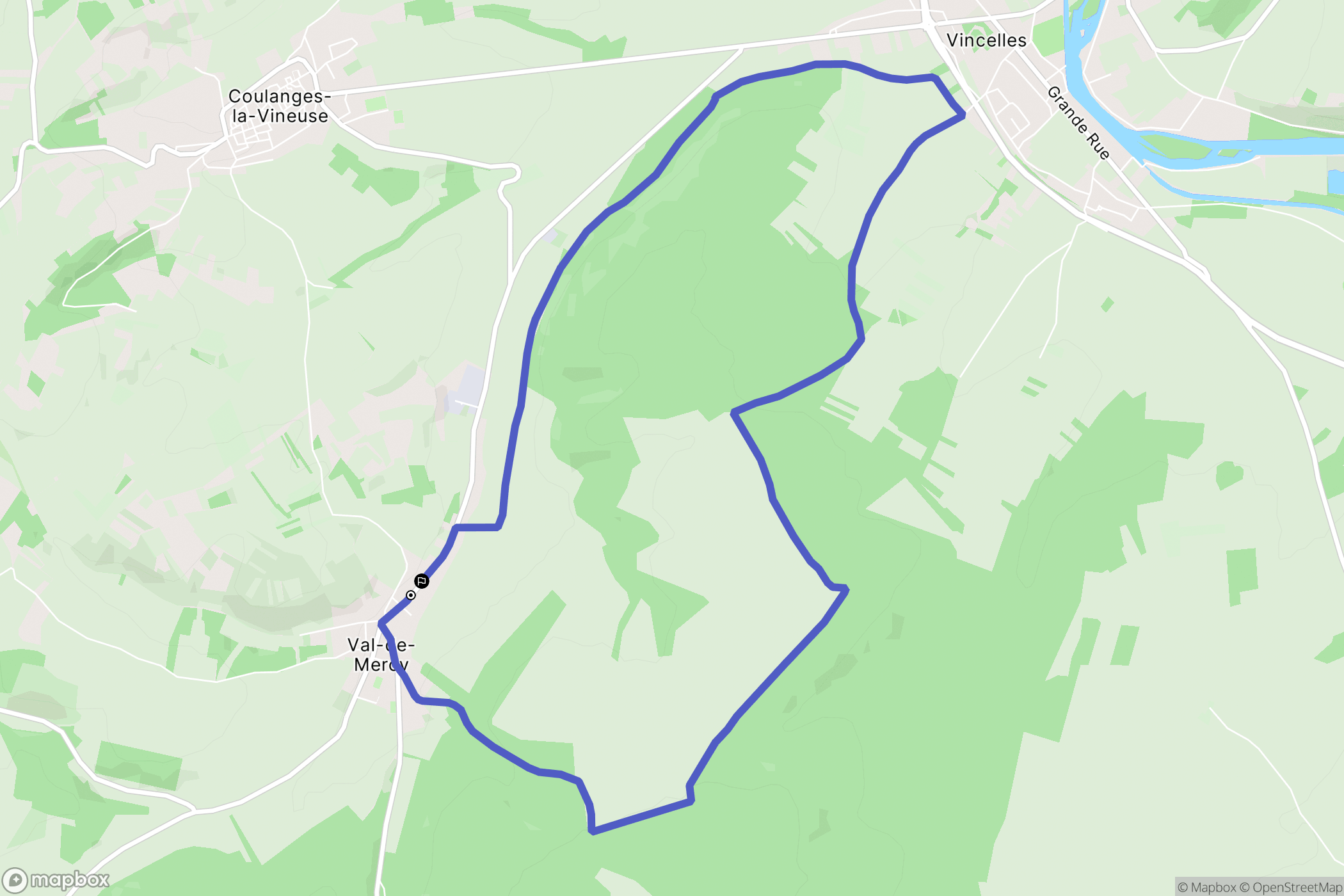 Val-de-Mercy : carte du parcours de randonnée - France