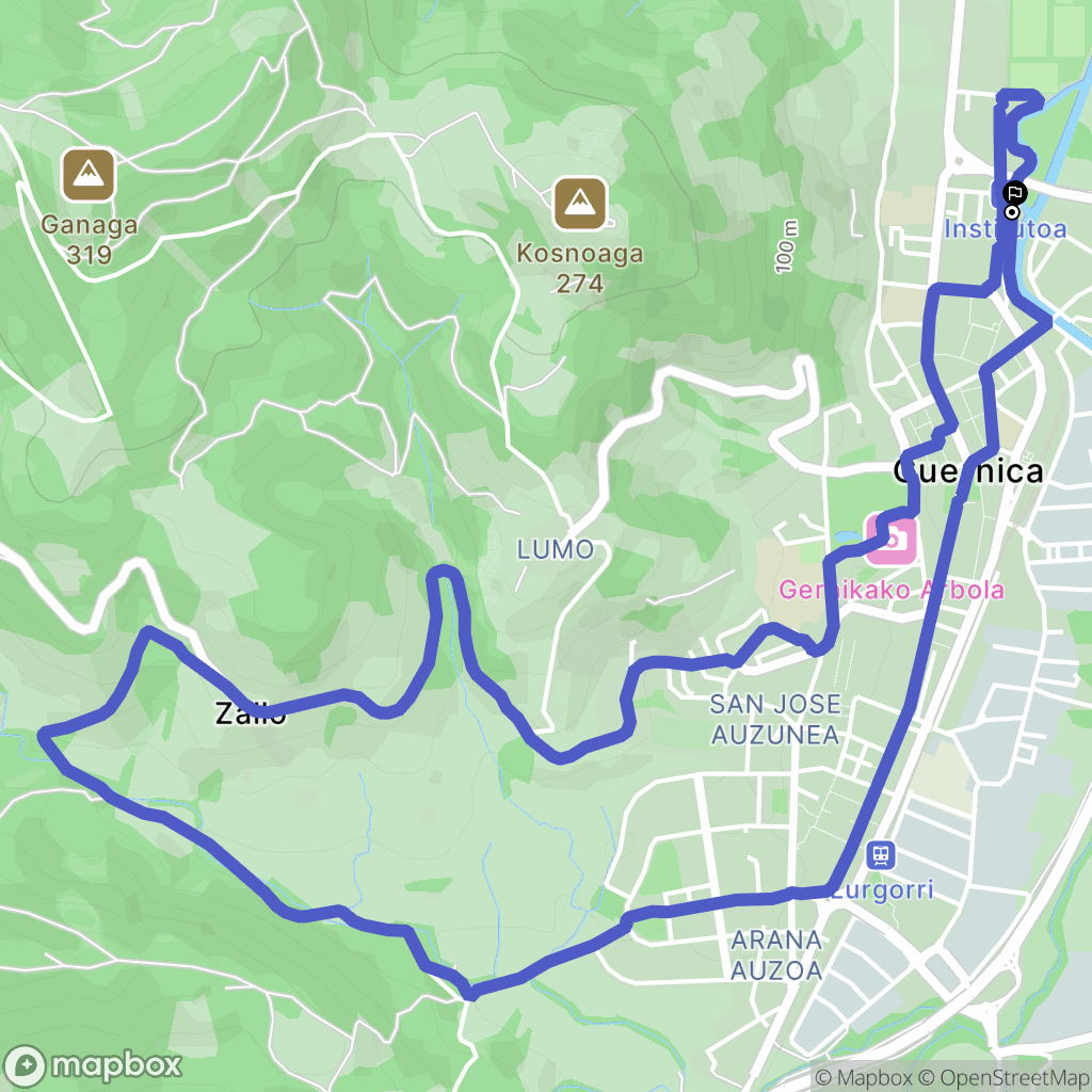 Gernika-Lumo : carte du parcours de randonnée - Spain