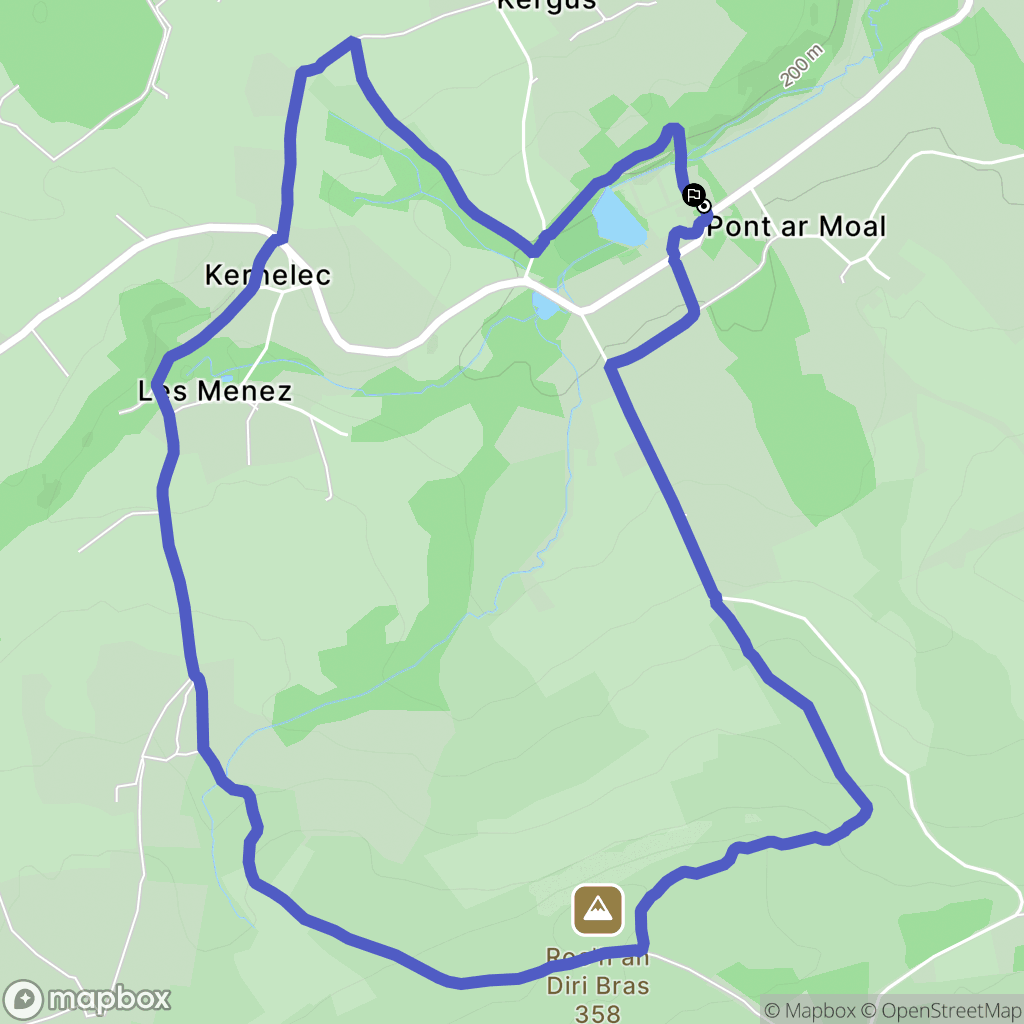 Plounéour-Ménez : carte du parcours de randonnée - France