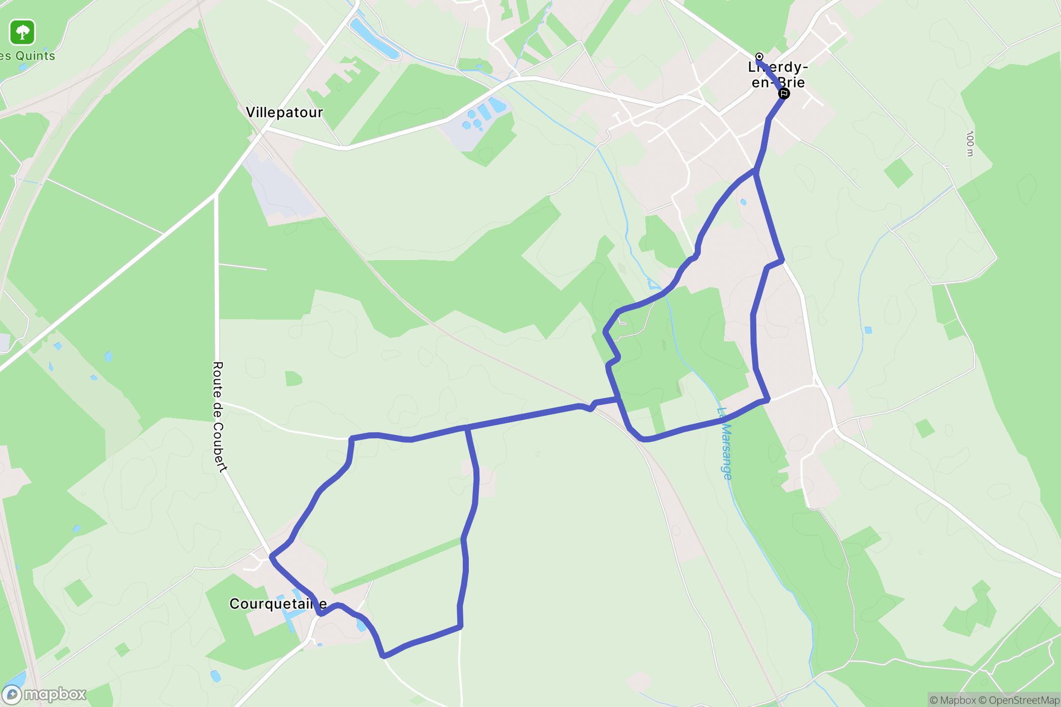 Liverdy-en-Brie : carte du parcours de randonnée - France