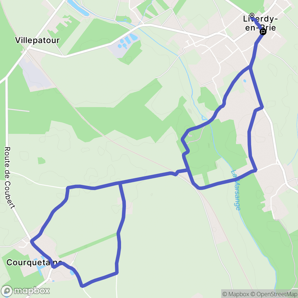 Liverdy-en-Brie : carte du parcours de randonnée - France