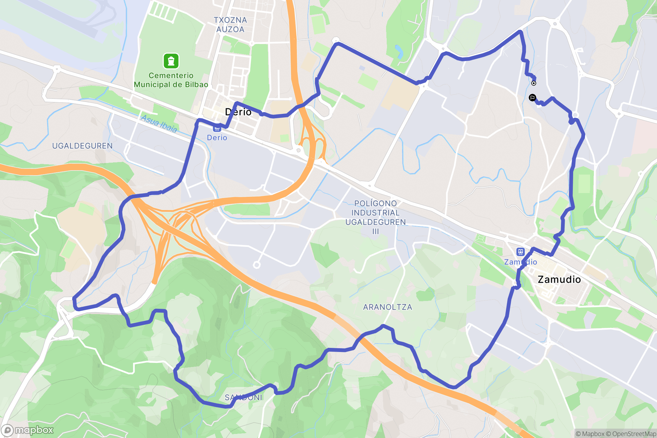 Zamudio : carte du parcours de randonnée - Spain