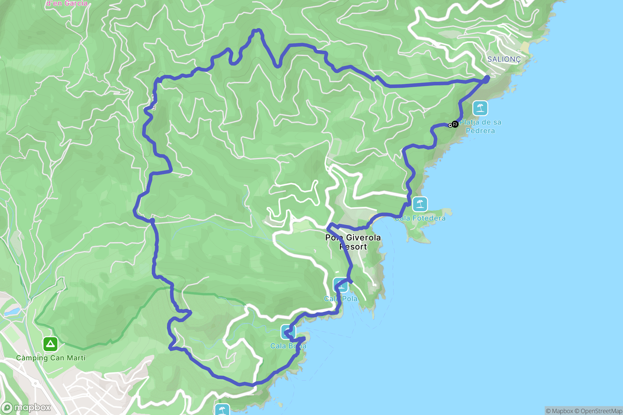 Salionç : carte du parcours de randonnée - Spain