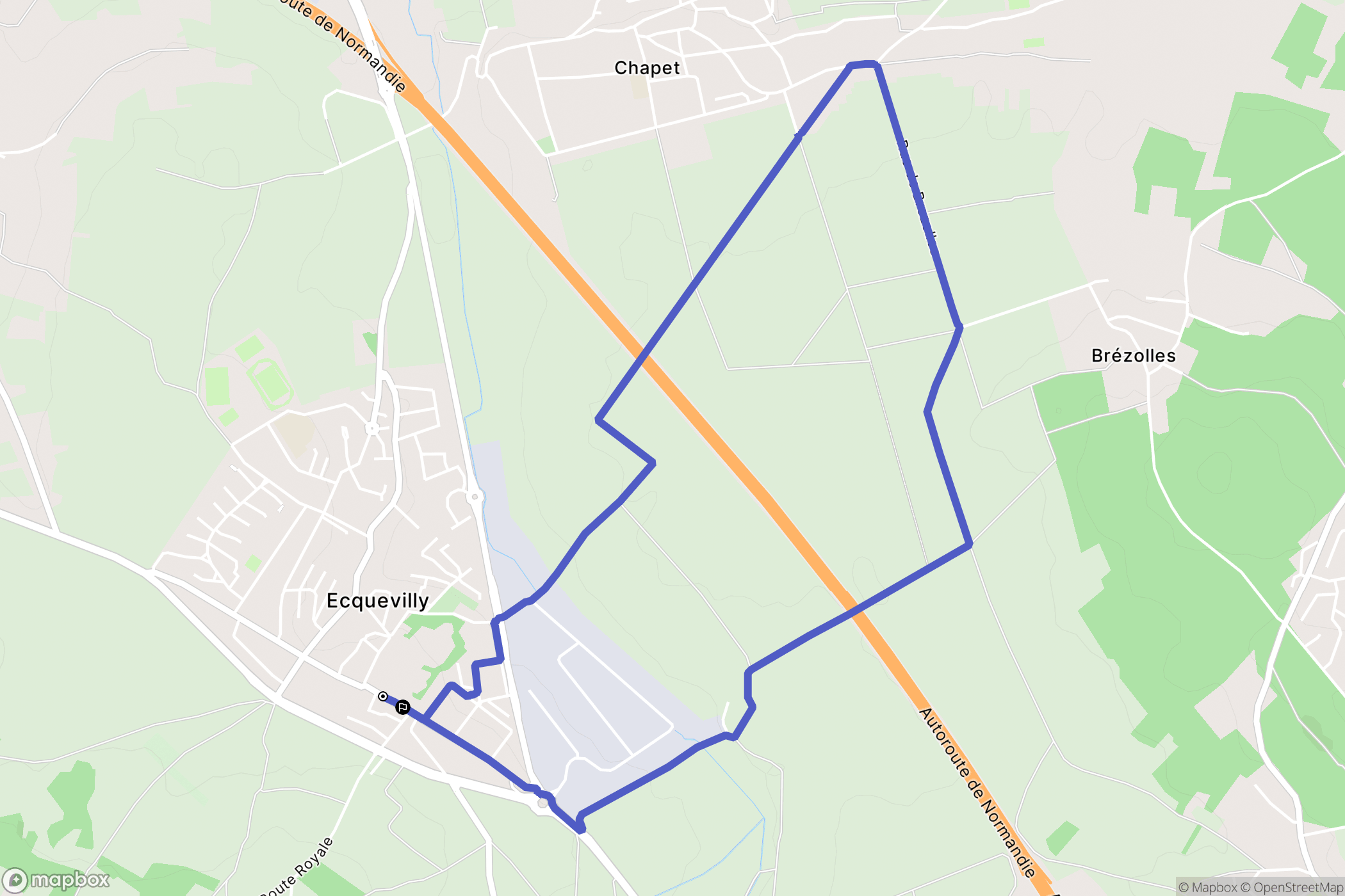 Ecquevilly : carte du parcours de randonnée - France