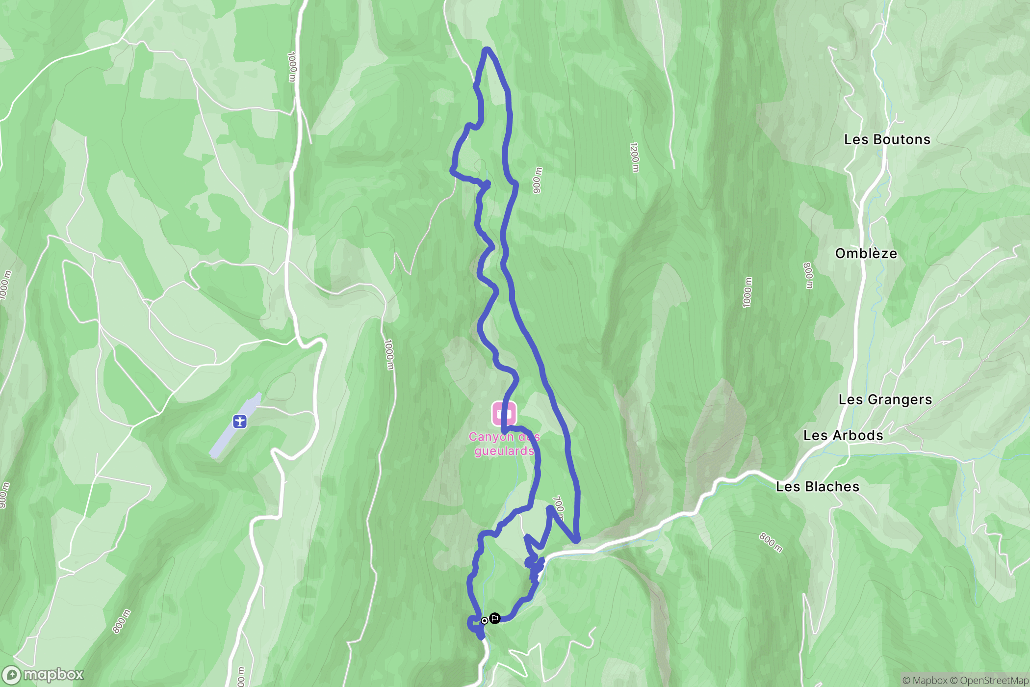 Omblèze : carte du parcours de randonnée - France