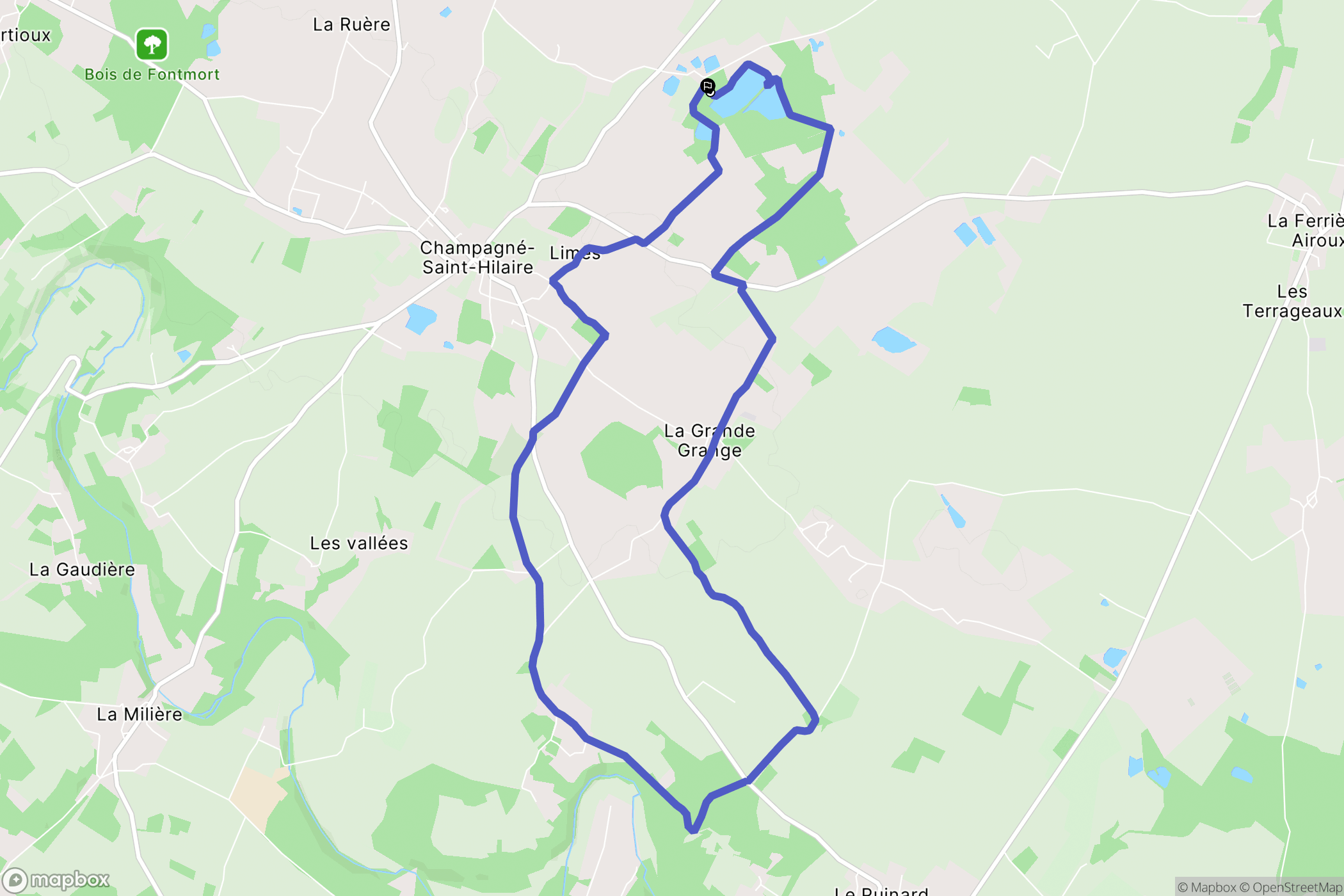 Champagné-Saint-Hilaire : carte du parcours de randonnée - France