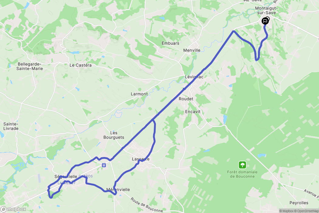 Montaigut-sur-Save : carte du parcours de randonnée - France