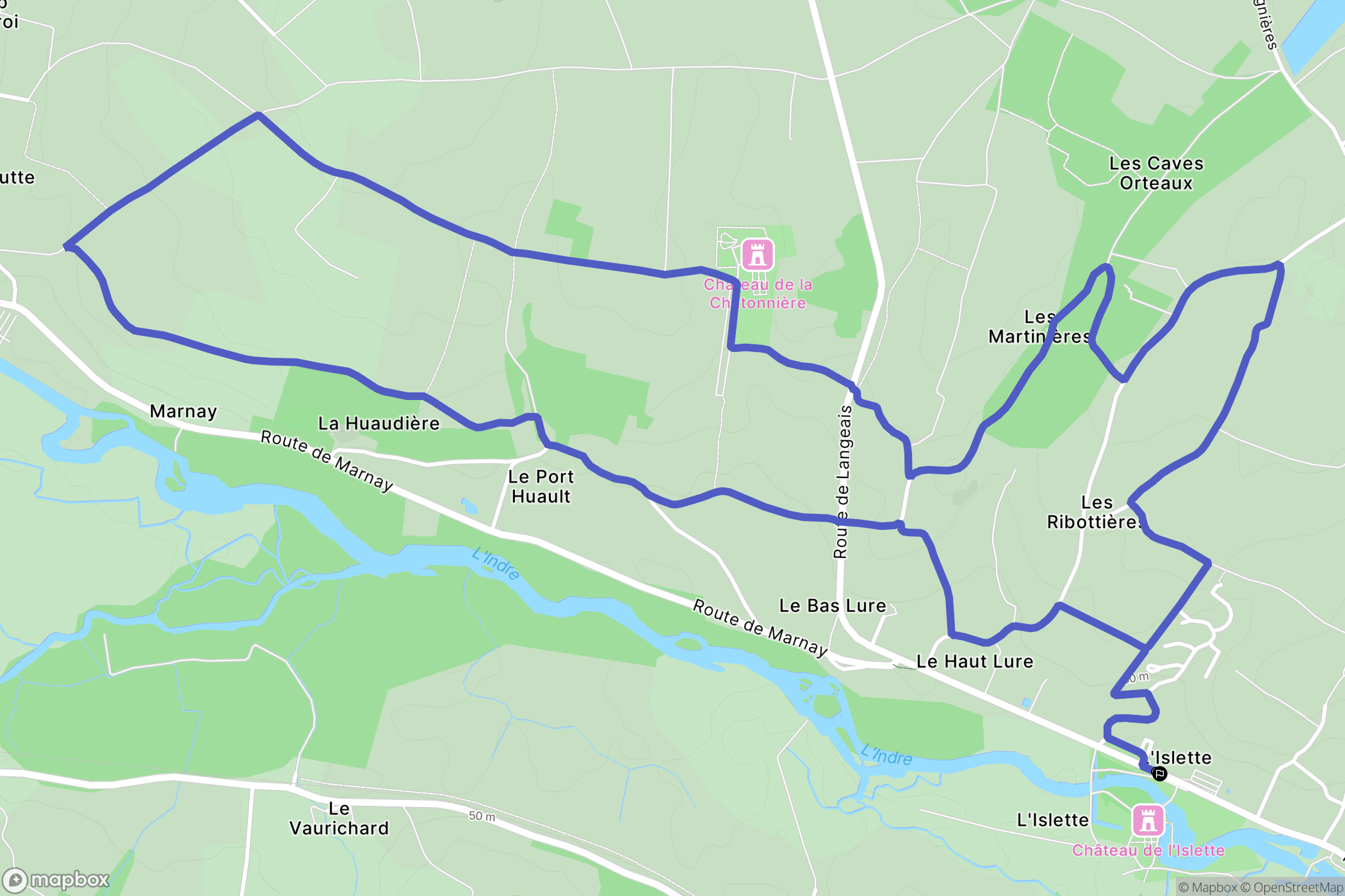 Azay-le-Rideau : carte du parcours de randonnée - France