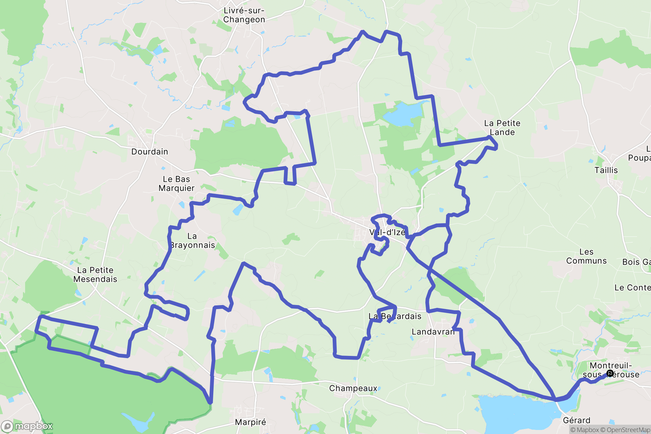 Montreuil-sous-Pérouse : carte du parcours de randonnée - France