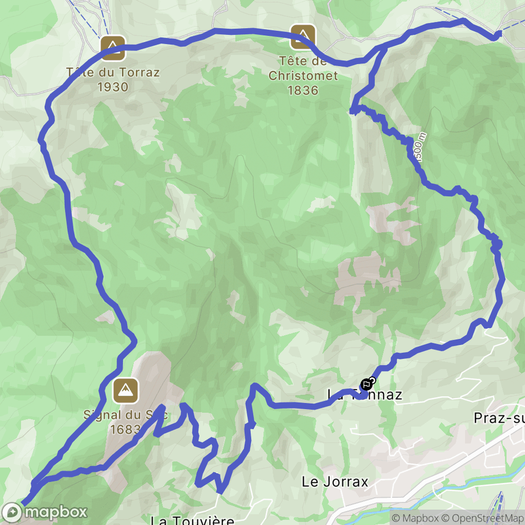 Praz-sur-Arly : carte du parcours de randonnée - France