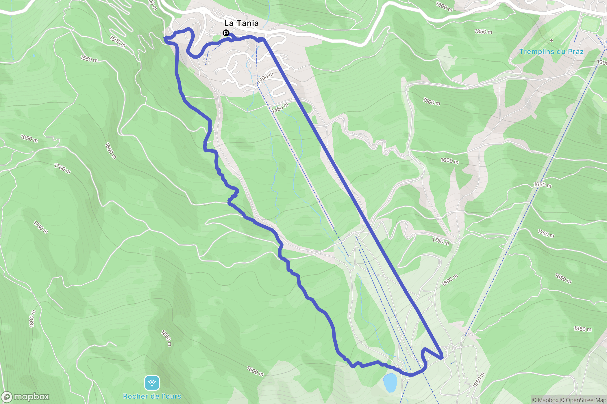 Courchevel : carte du parcours de randonnée - France