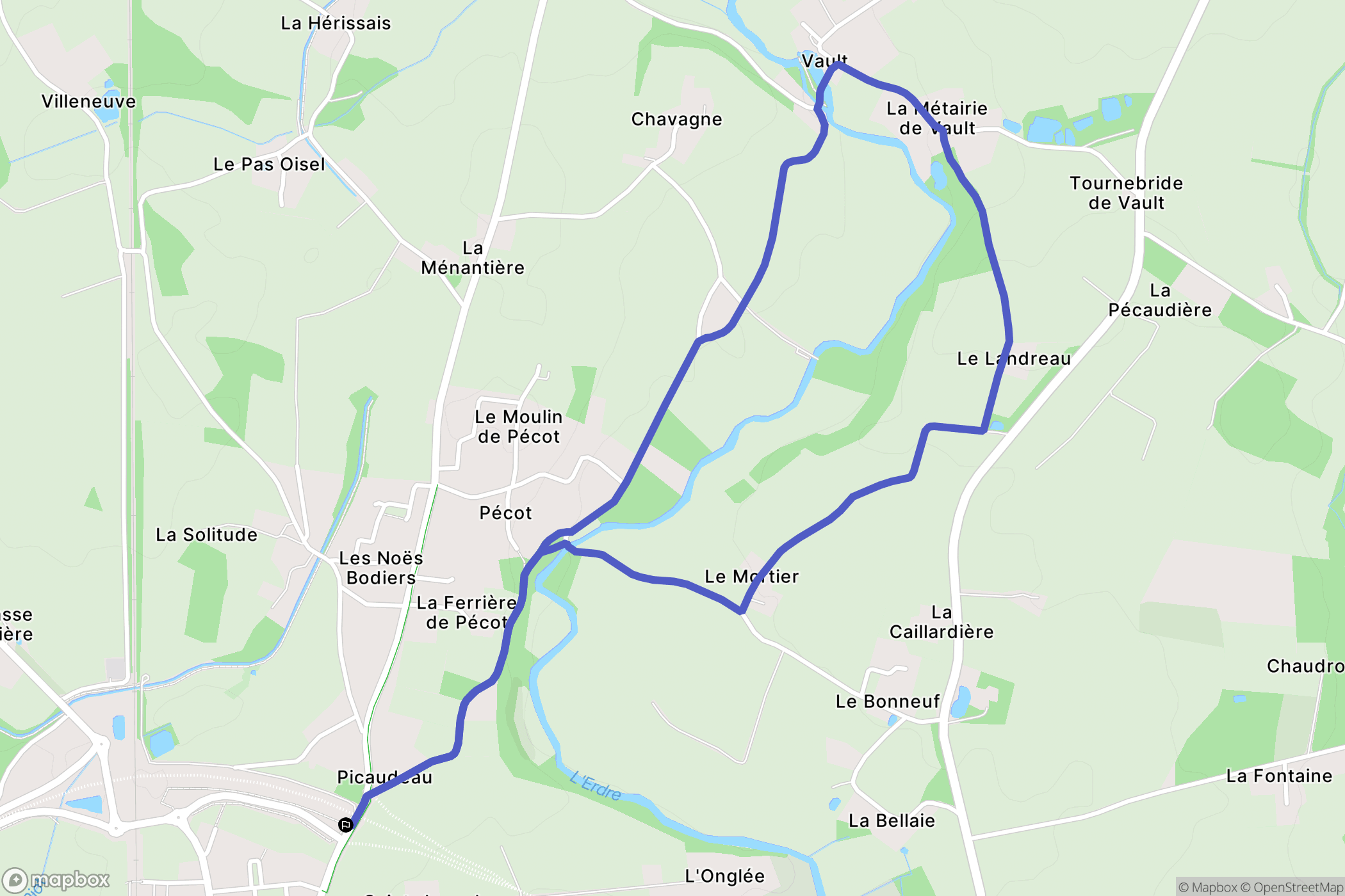 Nort-sur-Erdre : carte du parcours de randonnée - France