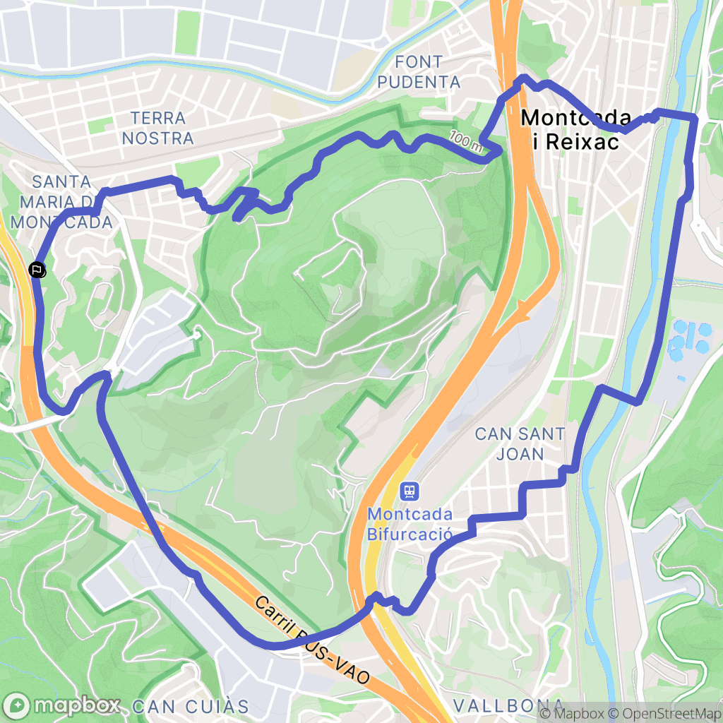 Montcada i Reixac : carte du parcours de randonnée - Spain
