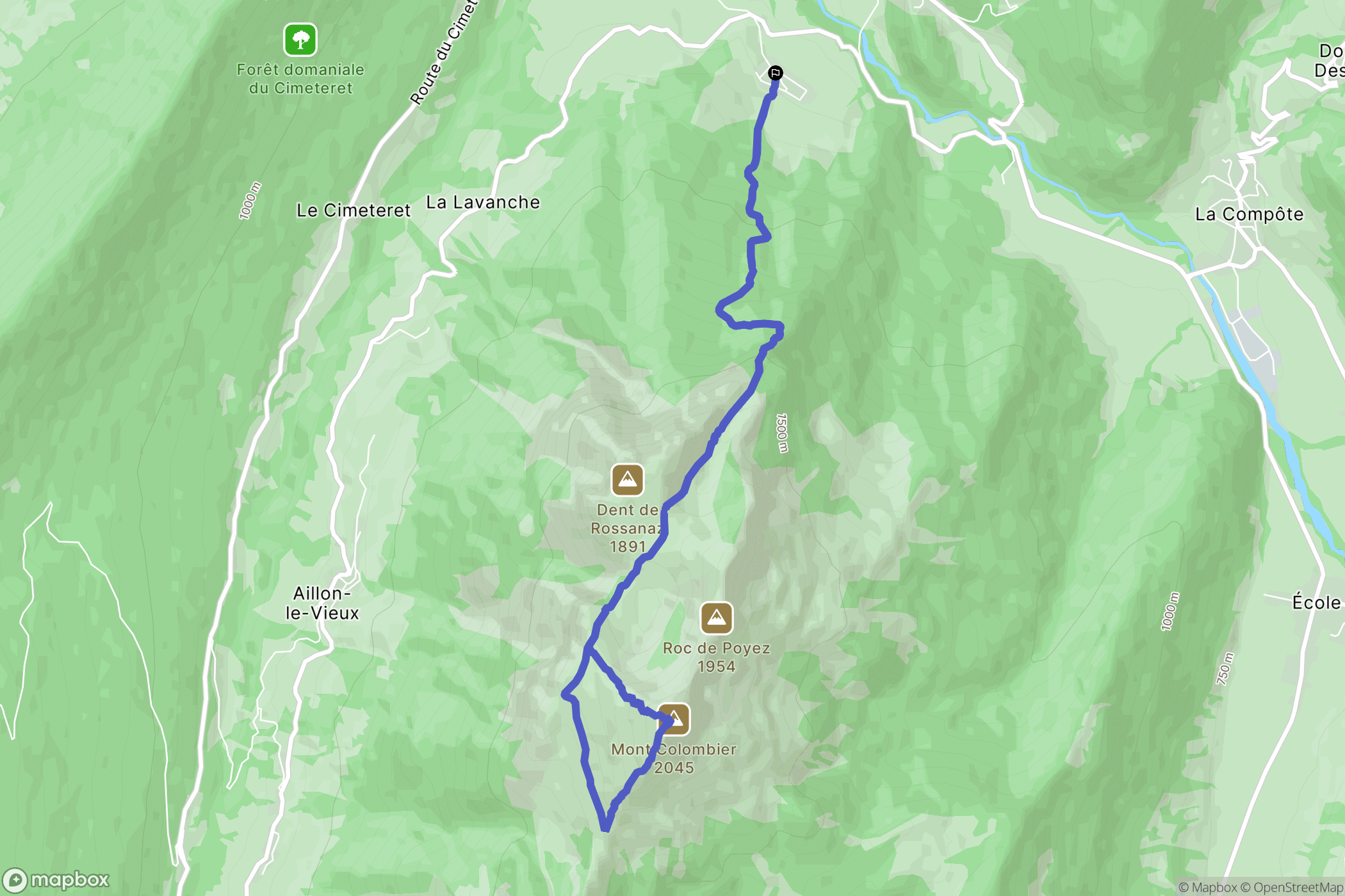 Le Châtelard : carte du parcours de randonnée - France