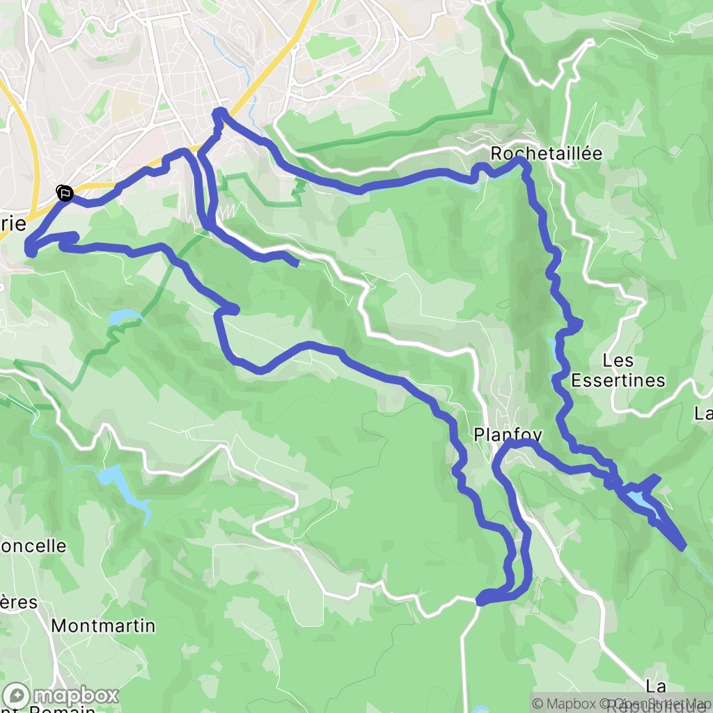 Saint-Étienne : carte du parcours de randonnée - France