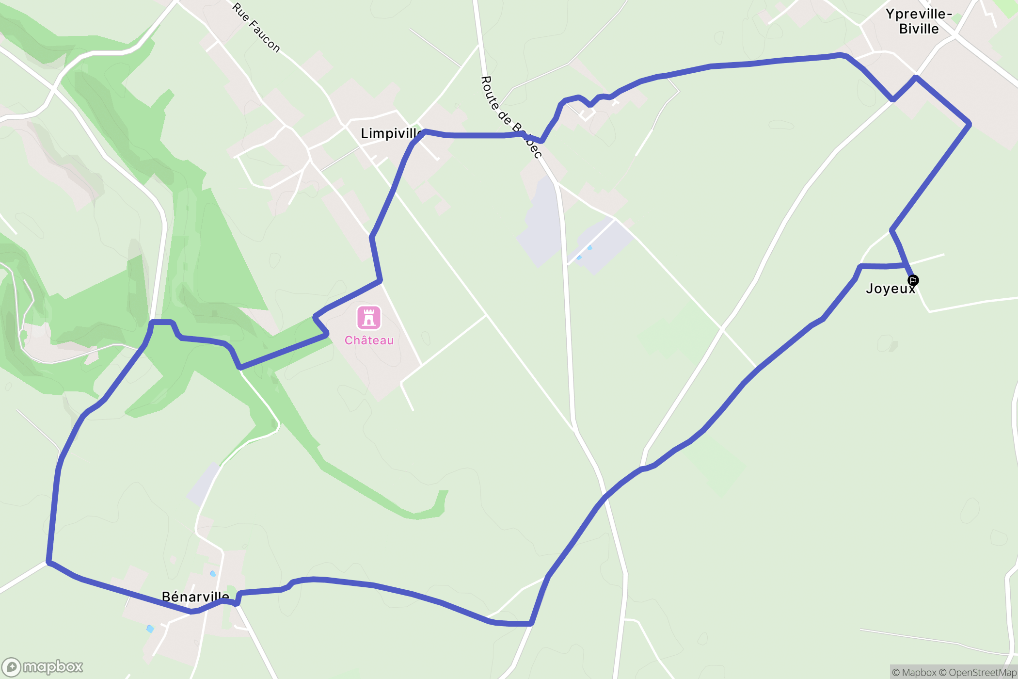Ypreville-Biville : carte du parcours de randonnée - France