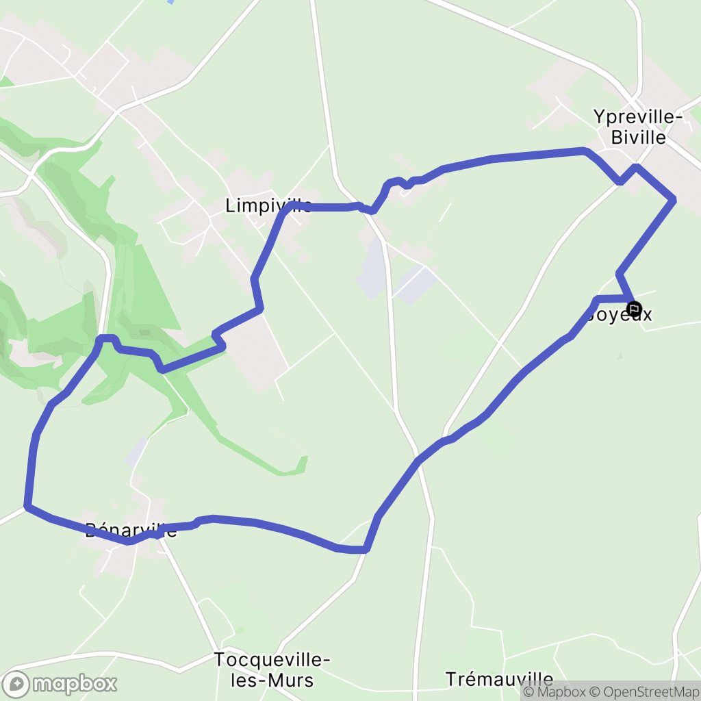 Ypreville-Biville : carte du parcours de randonnée - France