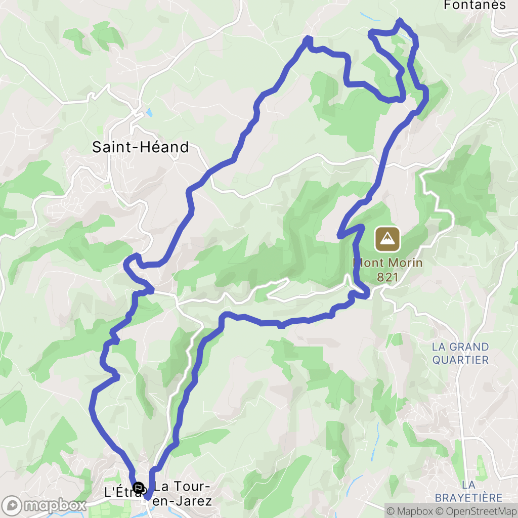 L'Étrat : carte du parcours de randonnée - France