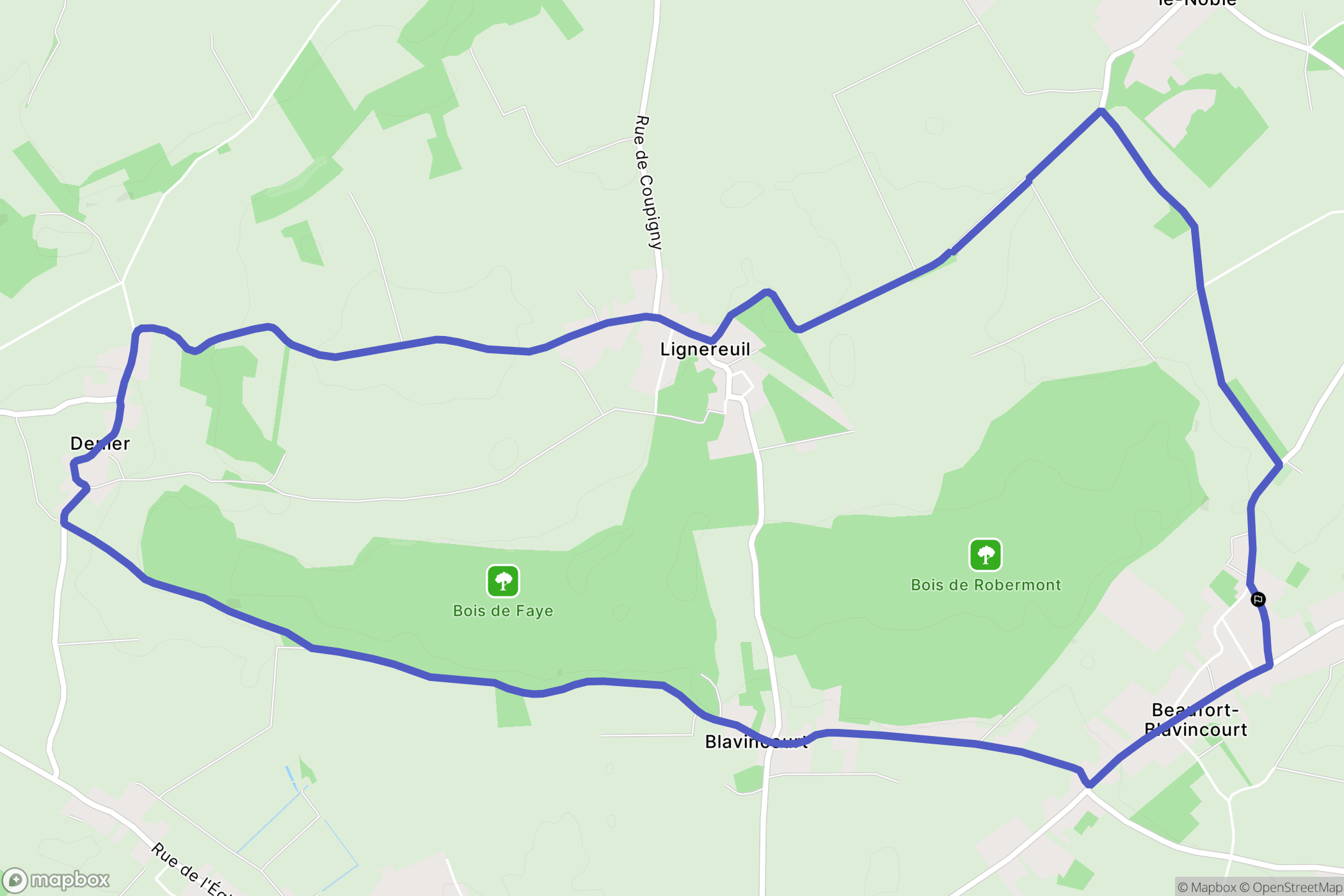 Beaufort-Blavincourt : carte du parcours de randonnée - France