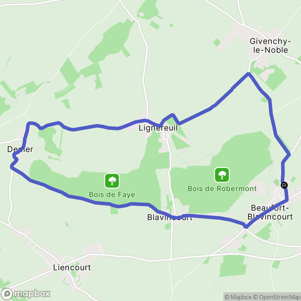 Beaufort-Blavincourt : carte du parcours de randonnée - France