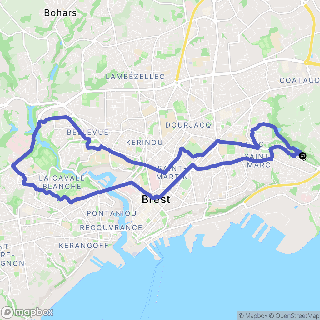 Brest : carte du parcours de randonnée - France