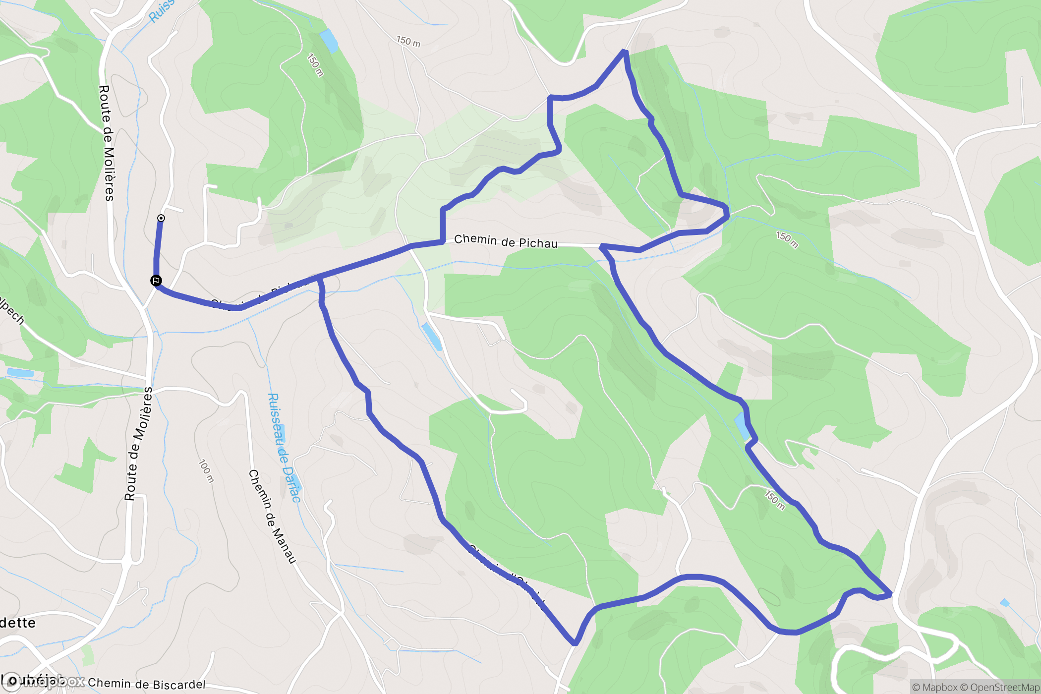 L'Honor-de-Cos : carte du parcours de randonnée - France