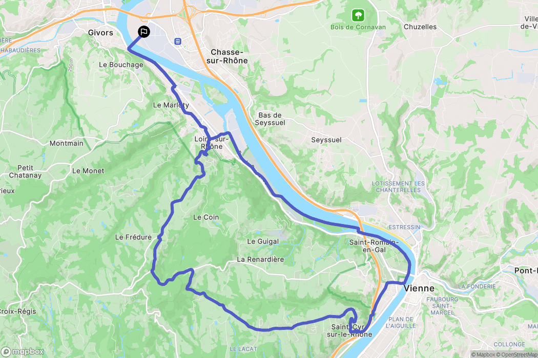 Chasse-sur-Rhône : carte du parcours de randonnée - France