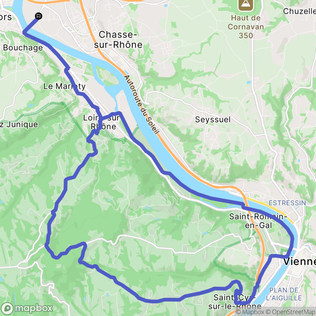 Chasse-sur-Rhône : carte du parcours de randonnée - France