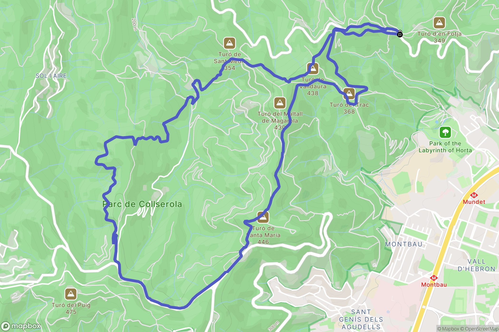 Barcelona : carte du parcours de randonnée - Spain