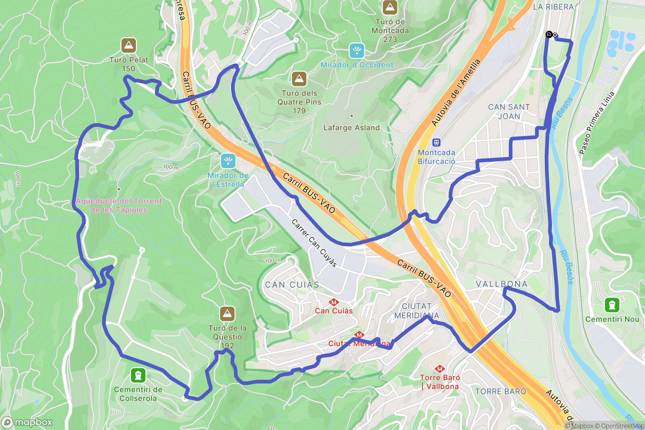 Montcada i Reixac : carte du parcours de randonnée - Spain