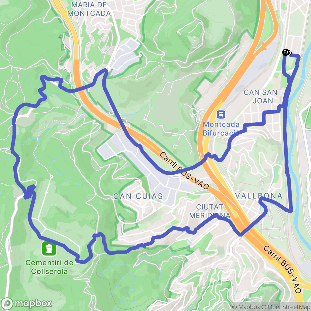 Montcada i Reixac : carte du parcours de randonnée - Spain