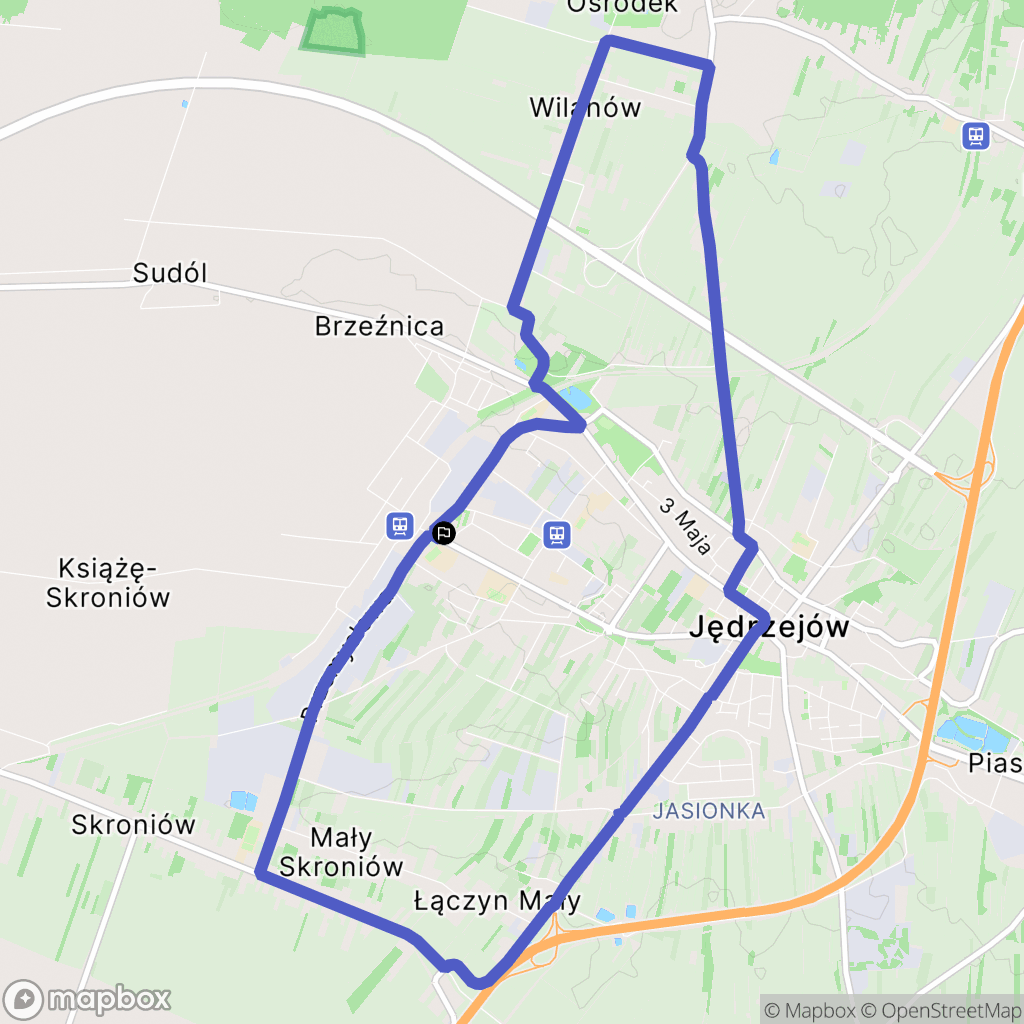 Jędrzejów: mapa trasy - Poland
