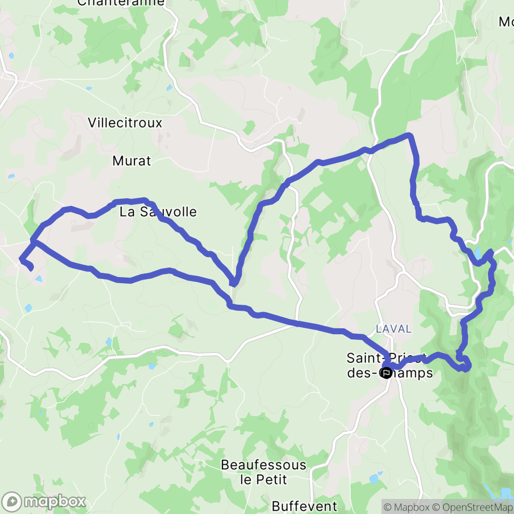 Saint-Priest-des-Champs : carte du parcours de randonnée - France