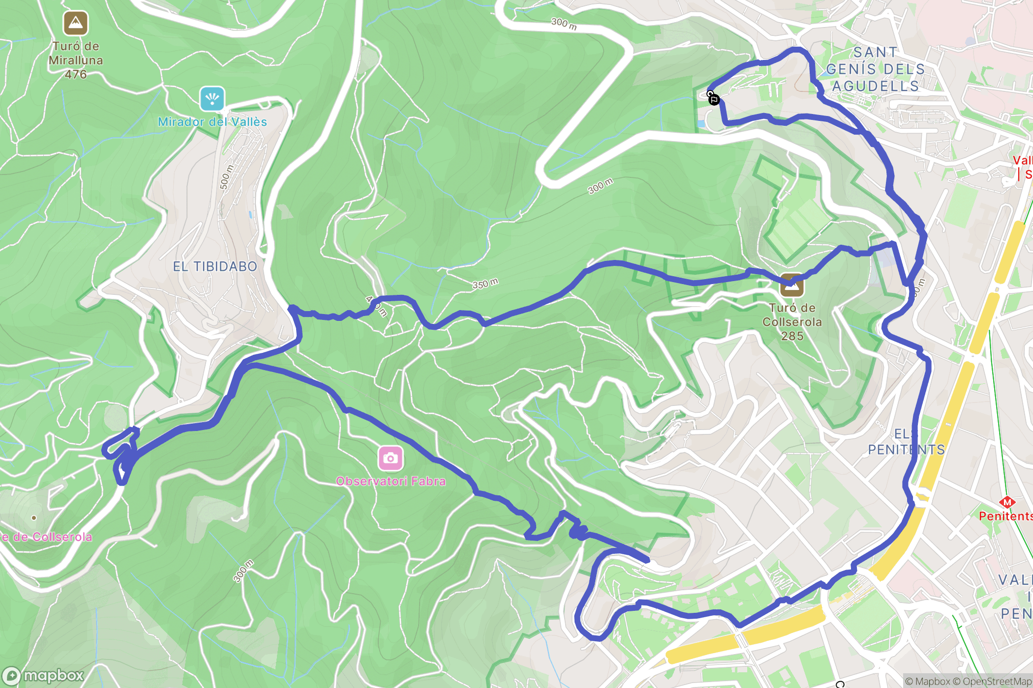 Barcelona : carte du parcours de randonnée - Spain