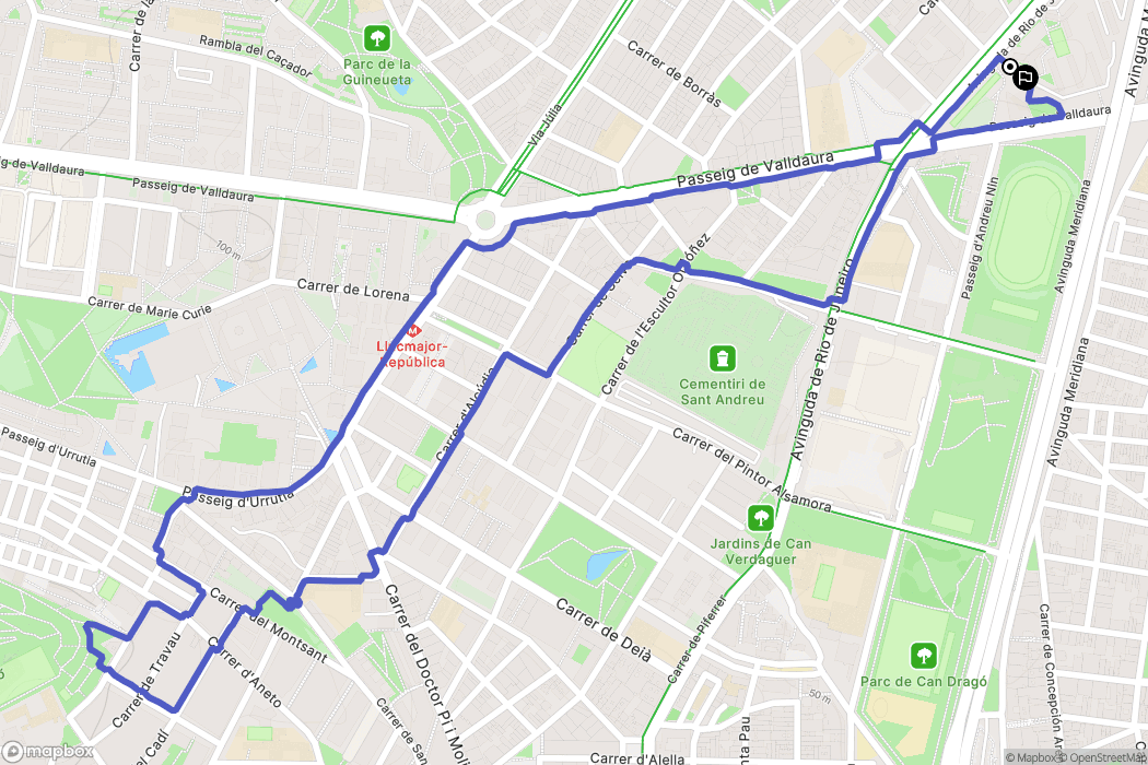 Barcelona : carte du parcours de randonnée - Spain