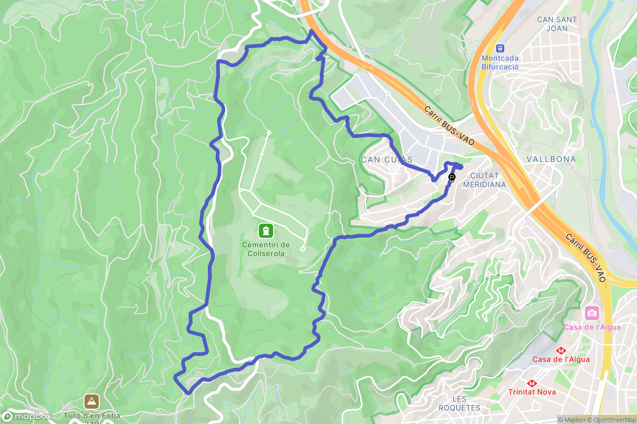 Barcelona : carte du parcours de randonnée - Spain