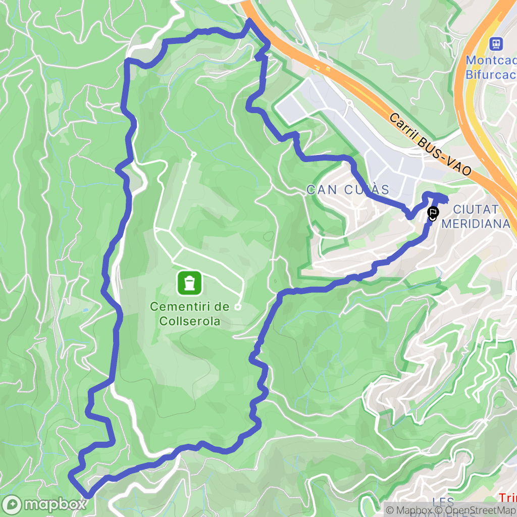 Barcelona : carte du parcours de randonnée - Spain