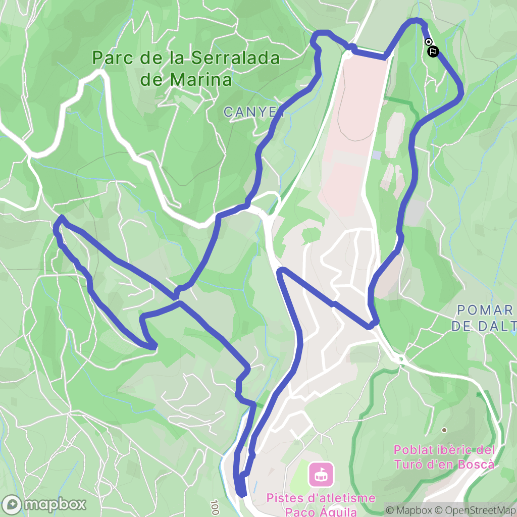 Badalona : carte du parcours de randonnée - Spain