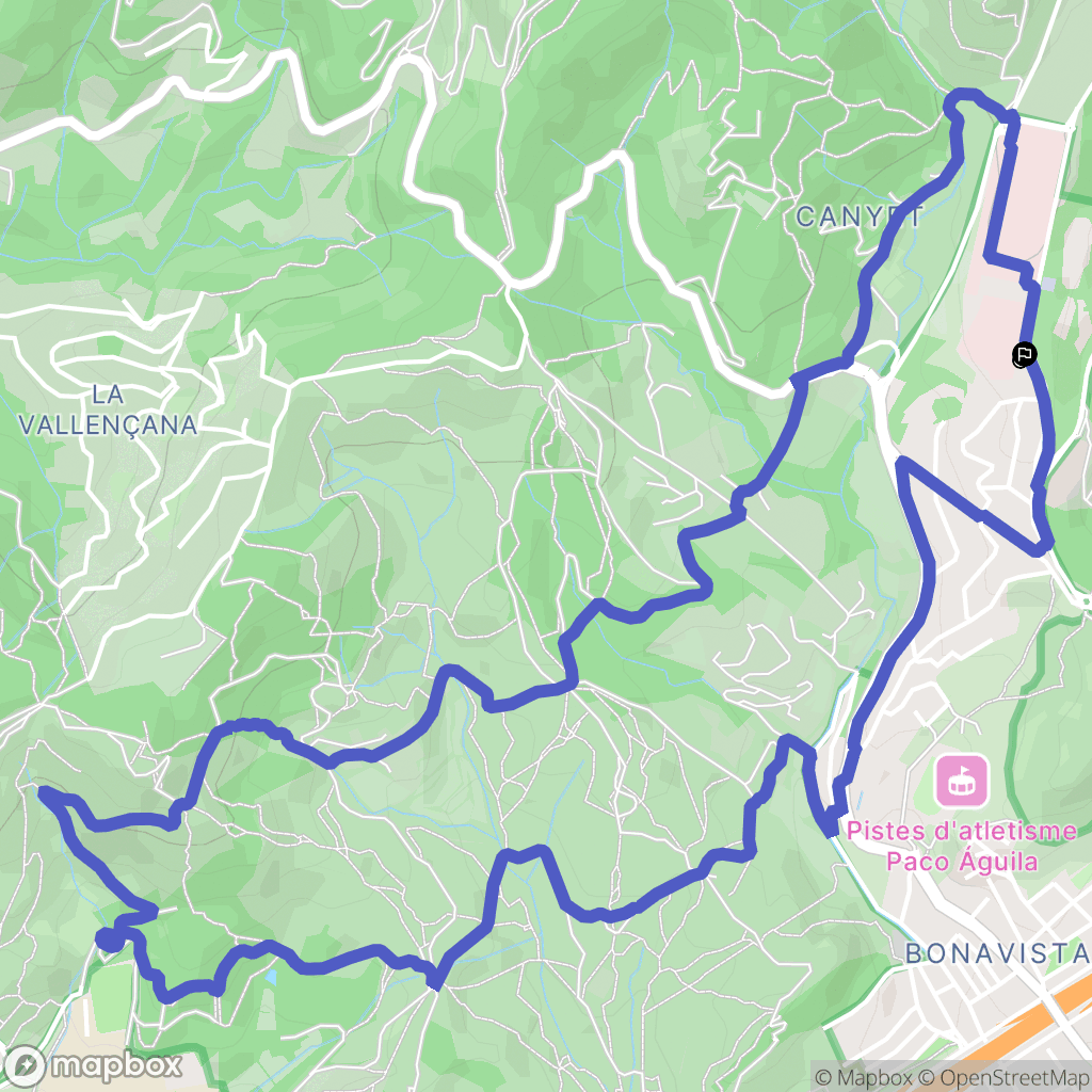 Badalona : carte du parcours de randonnée - Spain