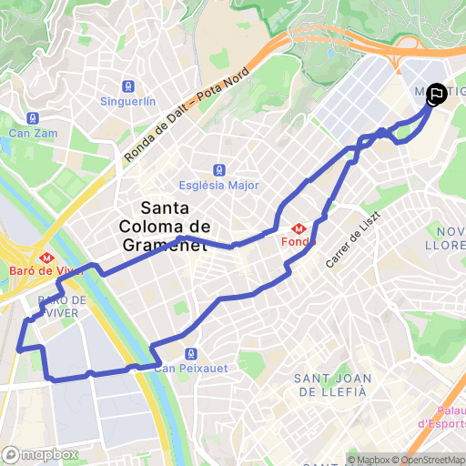 Badalona : carte du parcours de randonnée - Spain